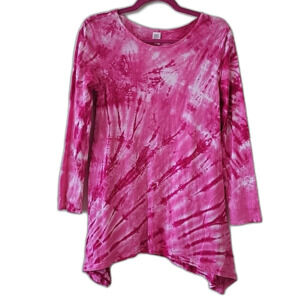 Tie Dye Boho Hippie Dharma Trading Co. Pink Long Sleeve Tee